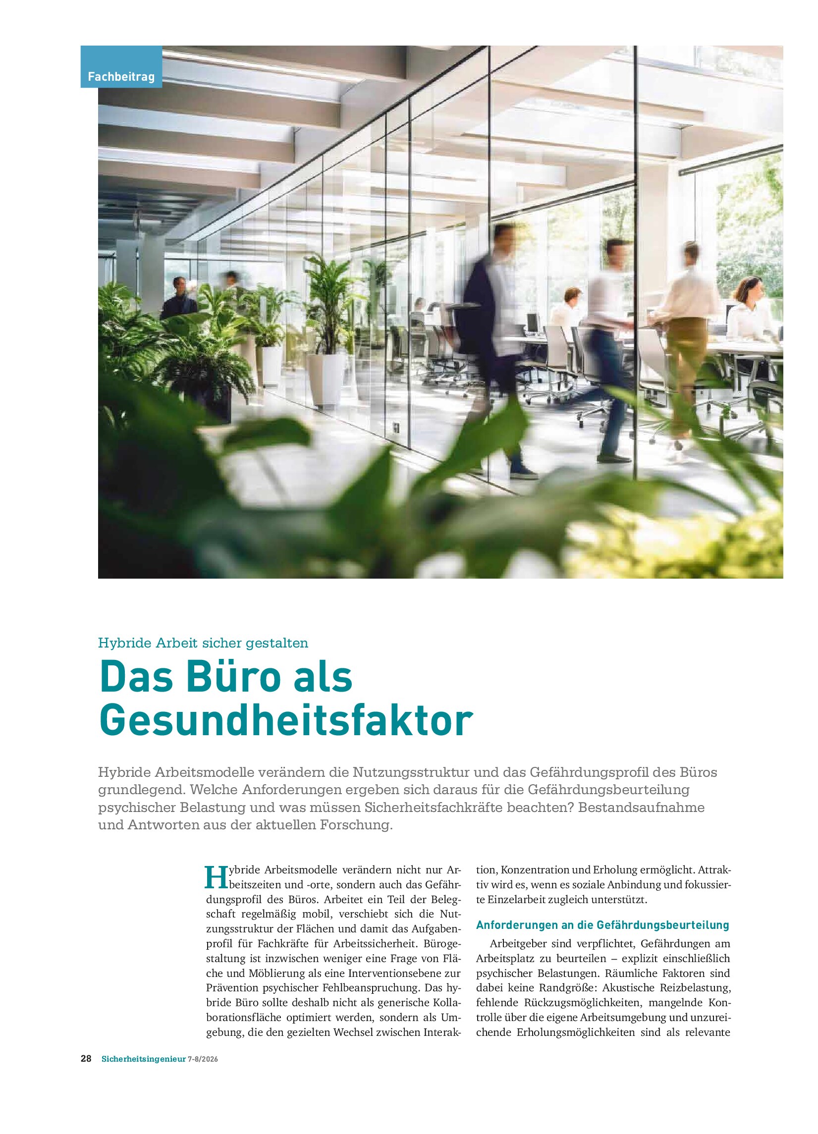 Vorschauseite 1: Das Büro als Gesundheitsfaktor
