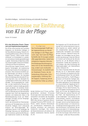 Vorschauseite 1: Erkenntnisse zur Einführung von KI in der Pflege