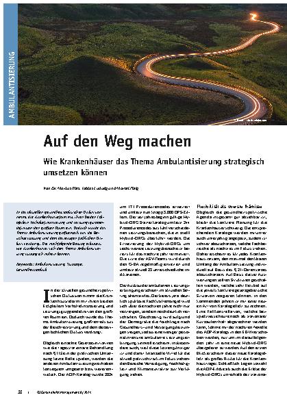 Vorschauseite 1: Auf den Weg machen: Wie Krankenhäuser das Thema Ambulantisierung strategisch umsetzen können