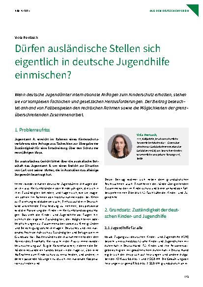 Vorschauseite 1: Dürfen ausländische Stellen sich eigentlich in deutsche Jugendhilfe einmischen?