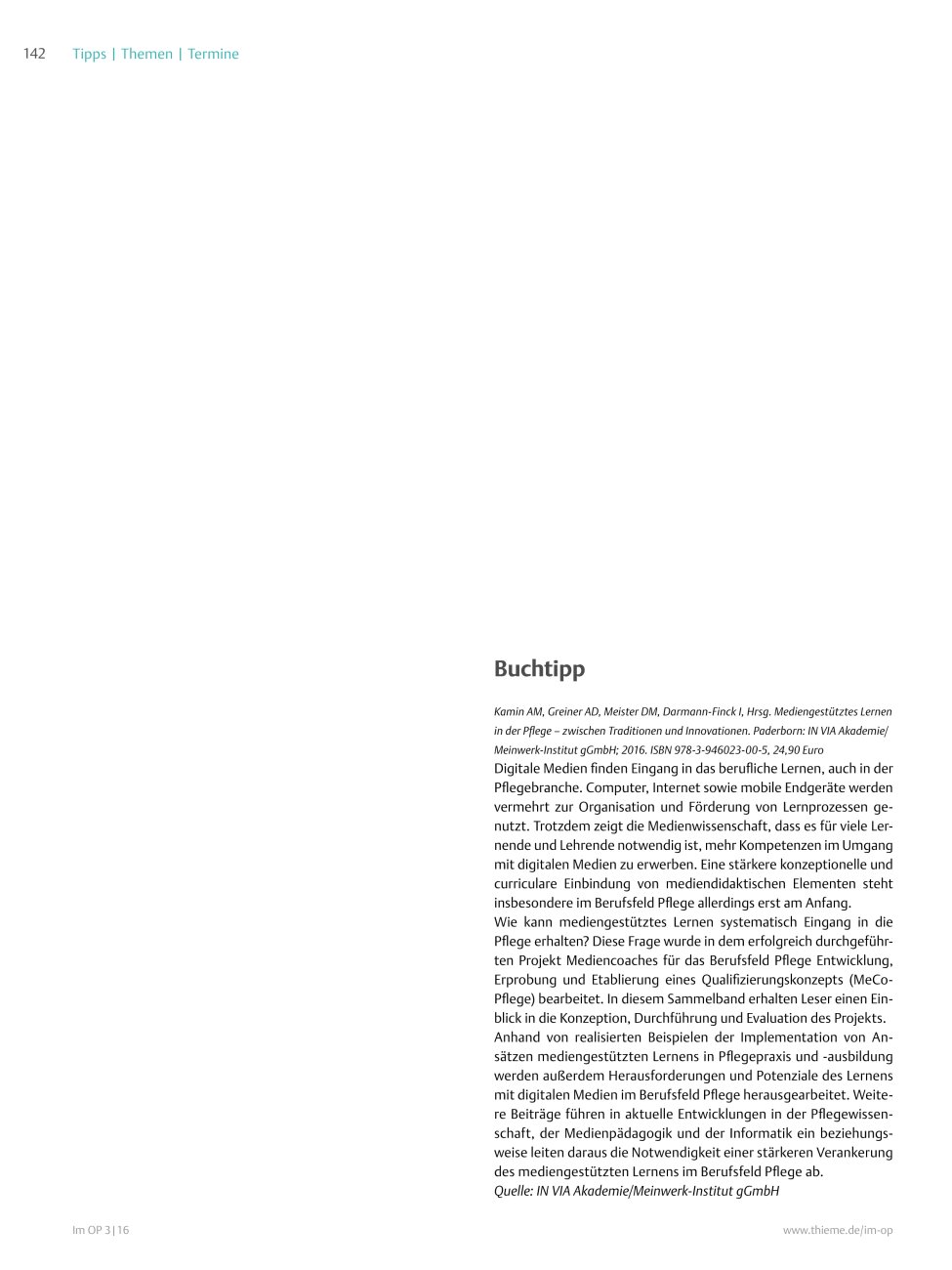 Vorschauseite 1: Buchtipp: Mediengestütztes Lernen in der Pflege – zwischen Traditionen und Innovationen