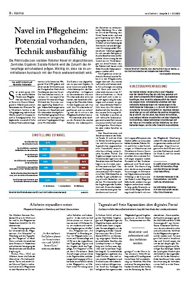 Vorschauseite 1: Niveau im Pflegeheim: Potenzial vorhanden, Technik ausbaufähig