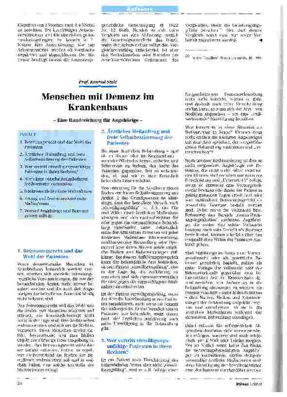 Vorschauseite 1: Menschen mit Demenz im Krankenhaus