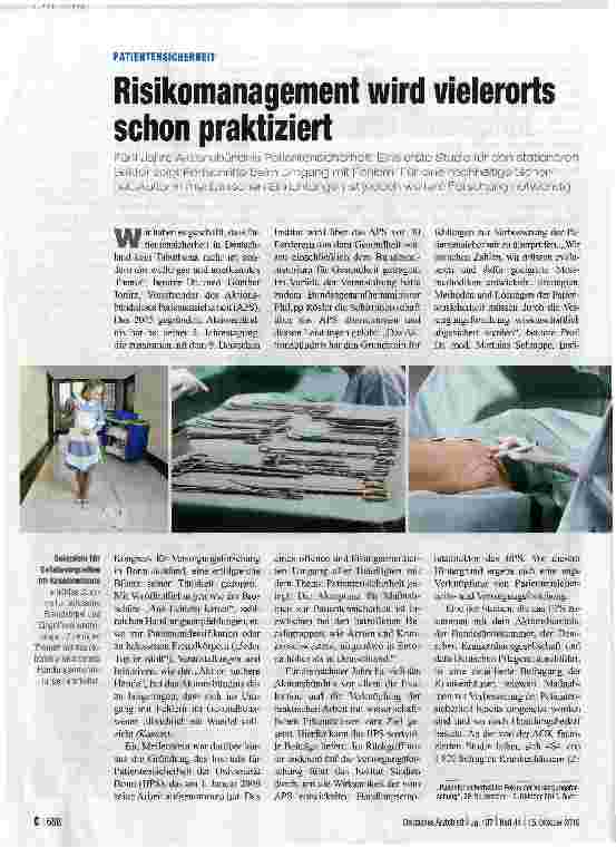 Vorschauseite 1: Risikomanagement wird vielerorts schon praktiziert