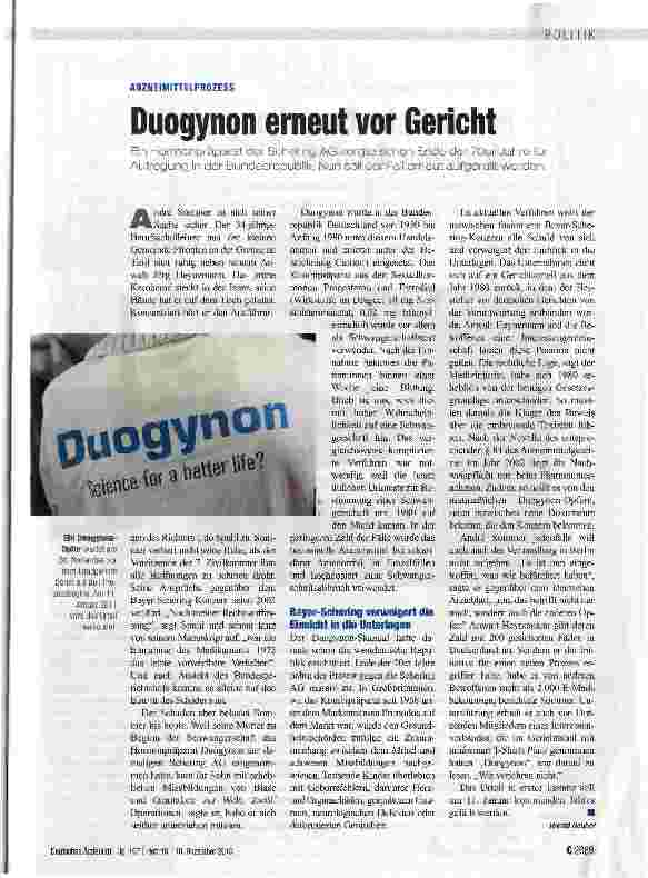 Vorschauseite 1: Duogynon erneut vor Gericht
