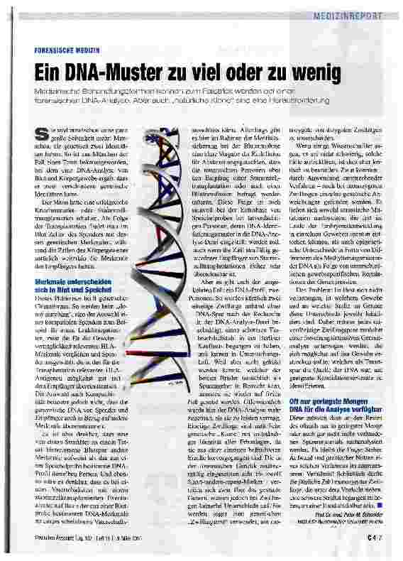 Vorschauseite 1: Ein DNA-Muster zu viel oder zu wenig