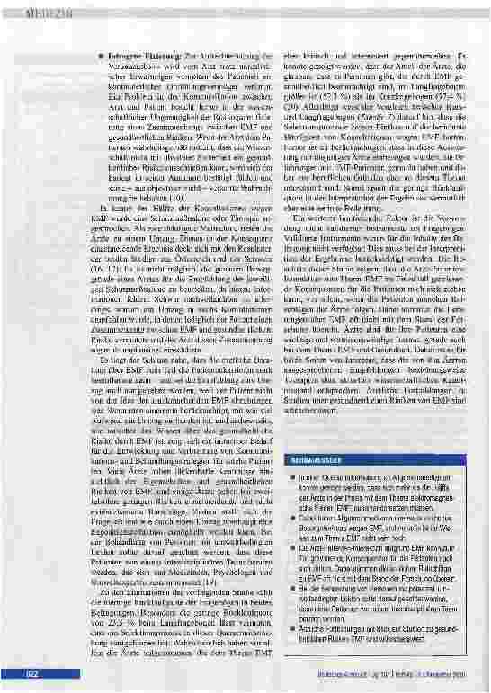 Vorschauseite 6: Wie schätzen Allgemeinmediziner die Risiken durch elektromagnetische Felder ein?