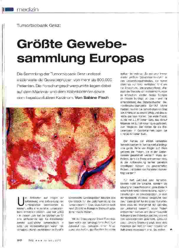 Vorschauseite 1: Größte Gewebesammlung Europas