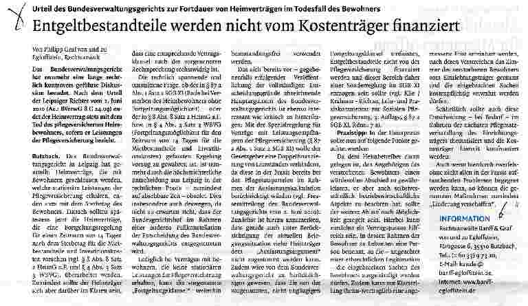 Vorschauseite 1: Entgeltbestandteile werden nicht vom Kostenträger finanziert