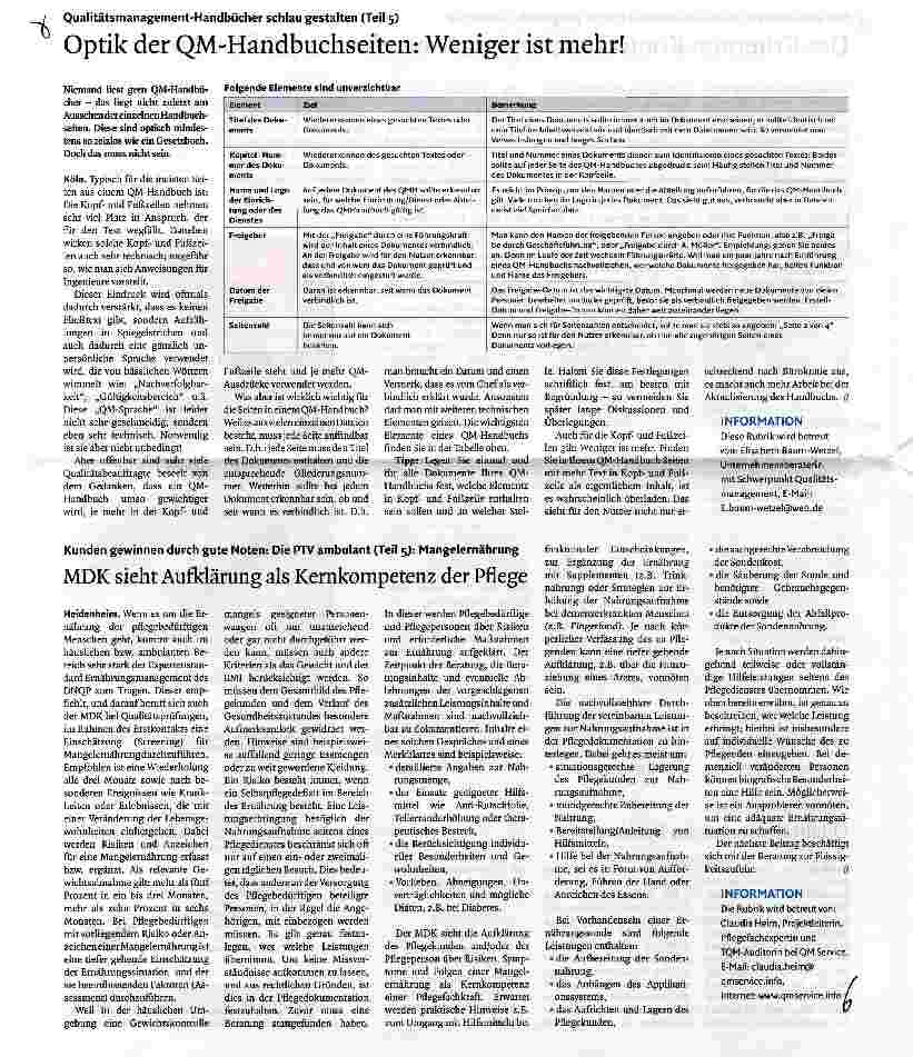 Vorschauseite 1: Optik der QM-Handbuchseiten: Weniger ist mehr!