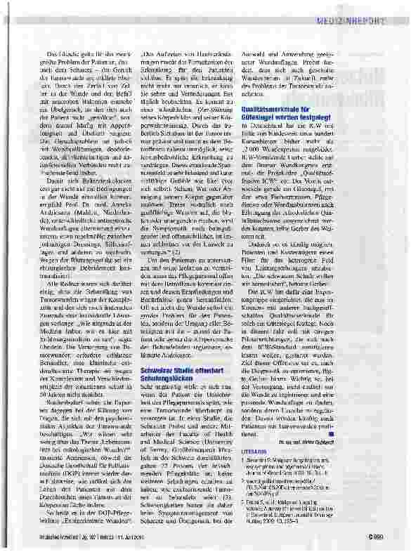 Vorschauseite 2: Tumorwunden sind eine häufig verkannte Entität