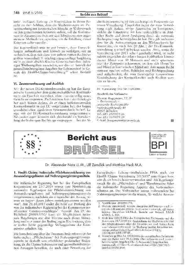 Vorschauseite 6: Harmonisierung des Kosmetikrechts: Die neue EG-Kosmetikverordnung — ein Überblick