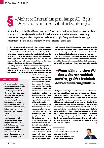 Vorschauseite 1: "Mehrere Erkrankungen, lange AU-Zeit: Wie ist das mit der Lohnfortzahlung? "