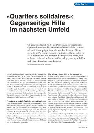 Vorschauseite 1: «Quartiers solidaires»: Gegenseitige Hilfe im nächsten Umfeld