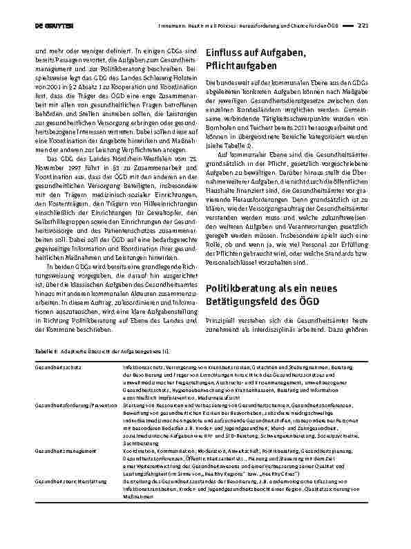 Vorschauseite 2: Health in all Policies: Herausforderung und Chance für den ÖGD