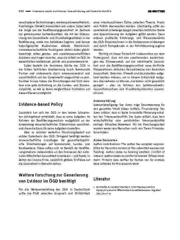 Vorschauseite 3: Health in all Policies: Herausforderung und Chance für den ÖGD