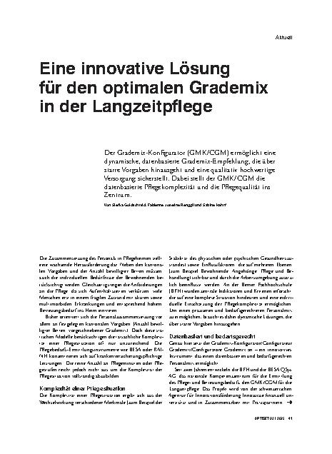 Vorschauseite 1: Eine innovative Lösung für den optimalen Grademix in der Langzeitpflege