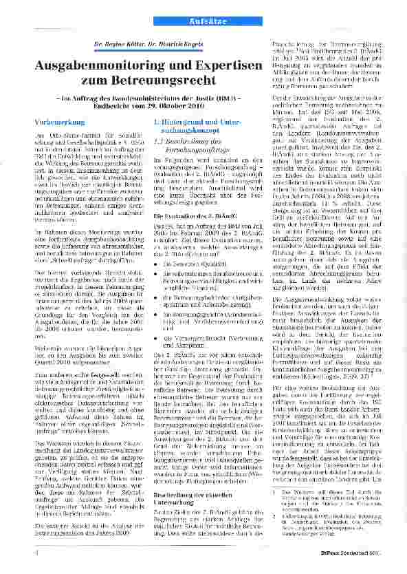 Vorschauseite 1: Ausgabenmonitoring und Expertisen zum Betreuungsrechtim Auftrag des Bundesministeriums der Justiz (BMJ) -Endbericht vom 29. Oktober 2010