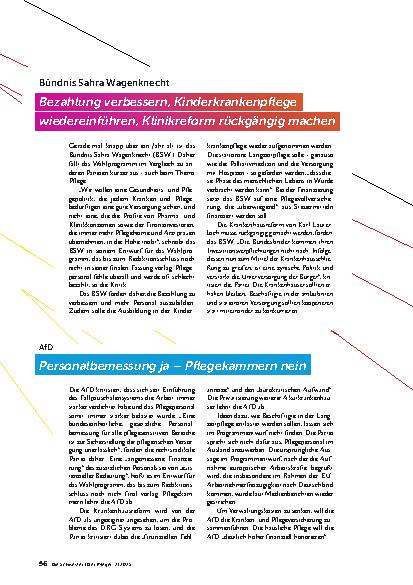 Vorschauseite 5: Was die Parteien für die Pflege planen