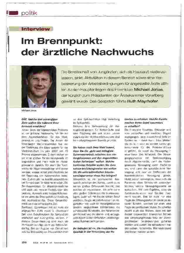 Vorschauseite 1: Im Brennpunkt: der ärztliche Nachwuchs