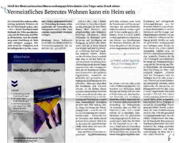 Vorschauseite 1: Vermeintliches Betreutes Wohnen kann ein Heim sein