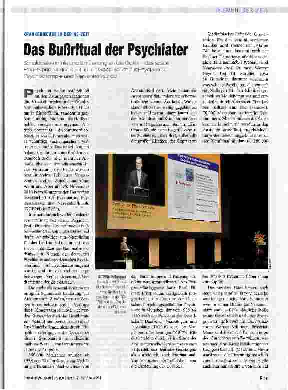 Vorschauseite 1: Das Bußritual der PsychiaterSchuldbekenntnis und Erinnerung an die Opferdas späte Eingeständnis der Deutschen Gesellschaft für Psychiatrie, Psychotherapie und Nervenheükunde