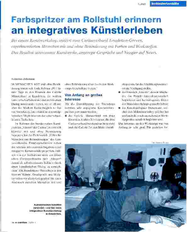 Vorschauseite 1: Farbspritzer am Rollstuhl erinnern an integratives Künstlerleben