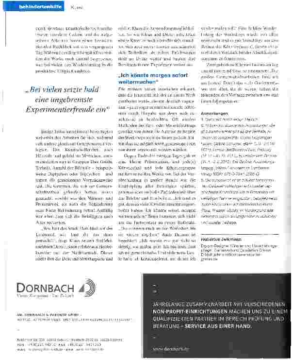 Vorschauseite 4: Farbspritzer am Rollstuhl erinnern an integratives Künstlerleben