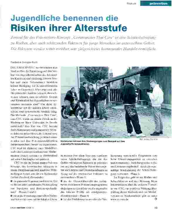 Vorschauseite 1: Jugendliche benennen Risiken ihrer Altersstufe
