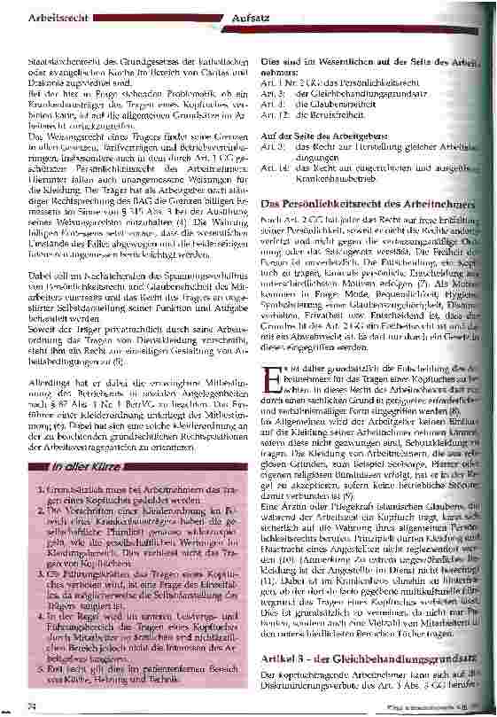 Vorschauseite 2: Kopftuch und Krankenhaus/Pflegeeinrichtung