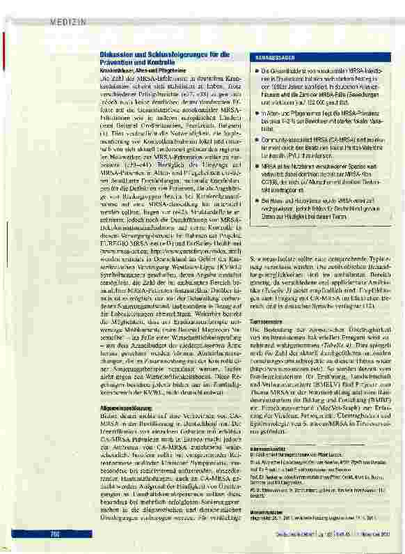 Vorschauseite 6: Methicillin-resistenter Staphylococcus aureus in Deutschland
