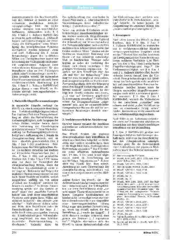 Vorschauseite 2: Zulässigkeit der Zwangsbehandlung untergebrachter Personen1