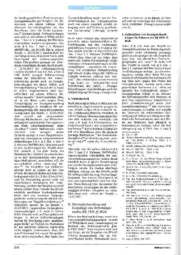 Vorschauseite 4: Zulässigkeit der Zwangsbehandlung untergebrachter Personen1