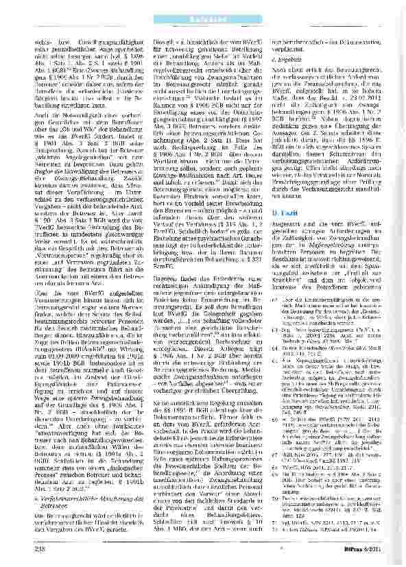 Vorschauseite 6: Zulässigkeit der Zwangsbehandlung untergebrachter Personen1