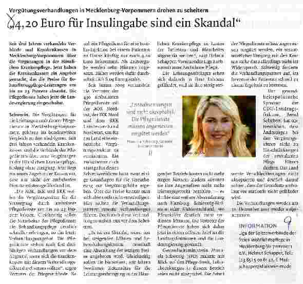 Vorschauseite 1: 4,2O Euro für Insulingabe sind ein Skandal