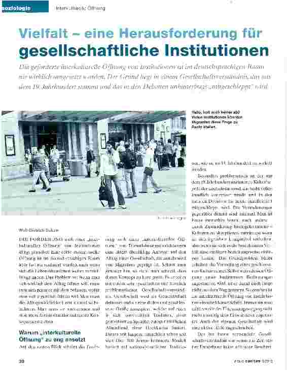 Vorschauseite 1: Vielfalt - eine Herausforderung für gesellschaftliche Institutionen