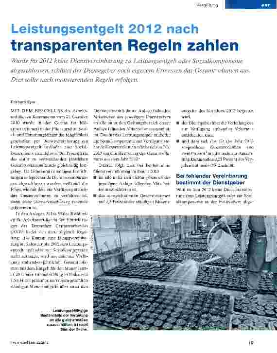 Vorschauseite 1: Leistungsentgelt 2012 nach transparenten Regeln zahlen