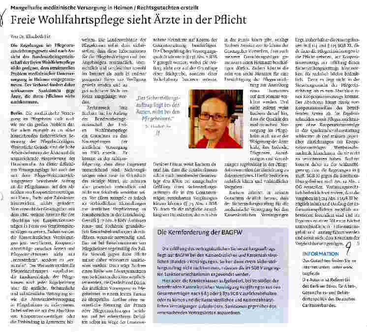 Vorschauseite 1: Freie Wohlfahrtspflege sieht Ärzte in der Pflicht