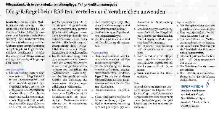 Vorschauseite 1: Pflegestandards in der ambulanten Altenpflege, Teil 5: Medikamentengabe Die 5-R-Regel beim Richten, Verteilen und Verabreichen anwenden