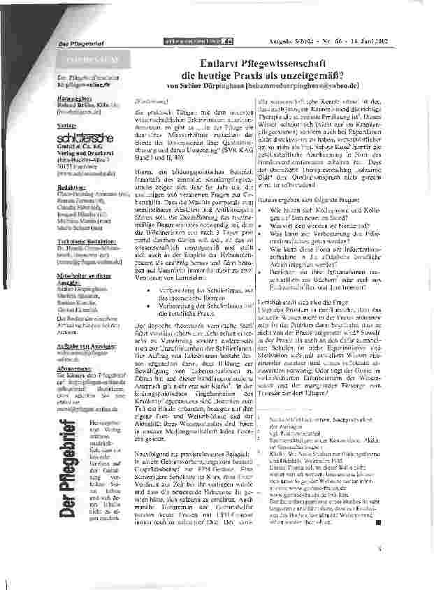 Vorschauseite 2: Entlarvt Pflegewissenschaft die heutige Praxis als unzeitgemäß?