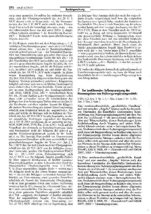 Vorschauseite 3: Zum Begriff der gesundheitsbezogenen Angabe EGV 1924/2006 Art 2 Abs. 2 Nr. 5