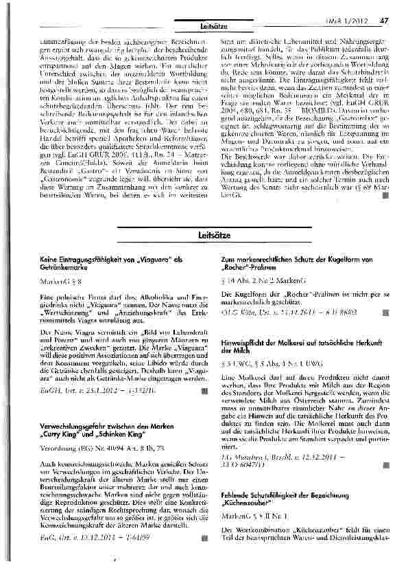 Vorschauseite 5: Keine Eintragungsfähigkeit der Wortfolge „Insel des wohltuenden Genusses für Tee und teeähnliche Erzeugnisse MarkenG J$ 8 Abs. 2 Nr. 1, 37 Abs. 1