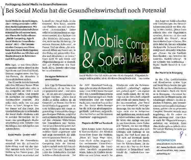 Vorschauseite 1: Bei Social Media hat die Gesundheitswirtschaft noch Potenzial