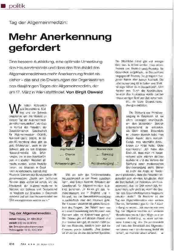 Vorschauseite 1: Mehr Anerkennung gefordert