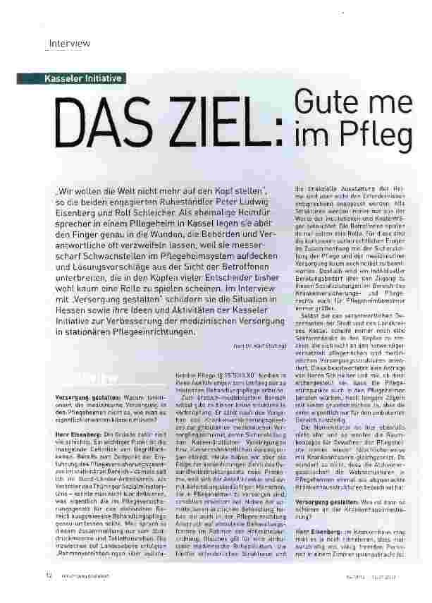 Vorschauseite 1: DAS ZIEL: Gute medizinische Versorgung im Pflegeheim