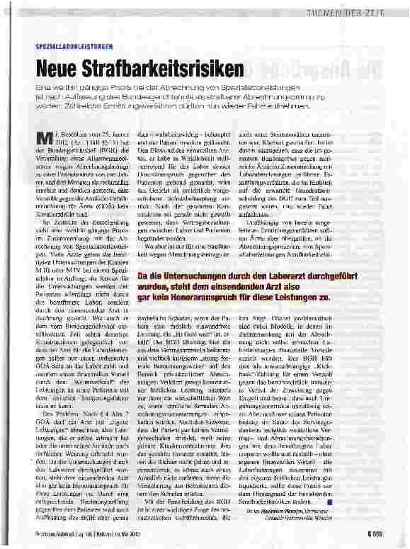 Vorschauseite 1: Neue Strafbarkeitsrisiken