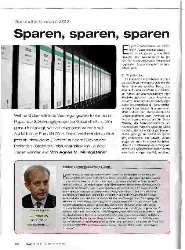Vorschauseite 1: Sparen, sparen, sparen