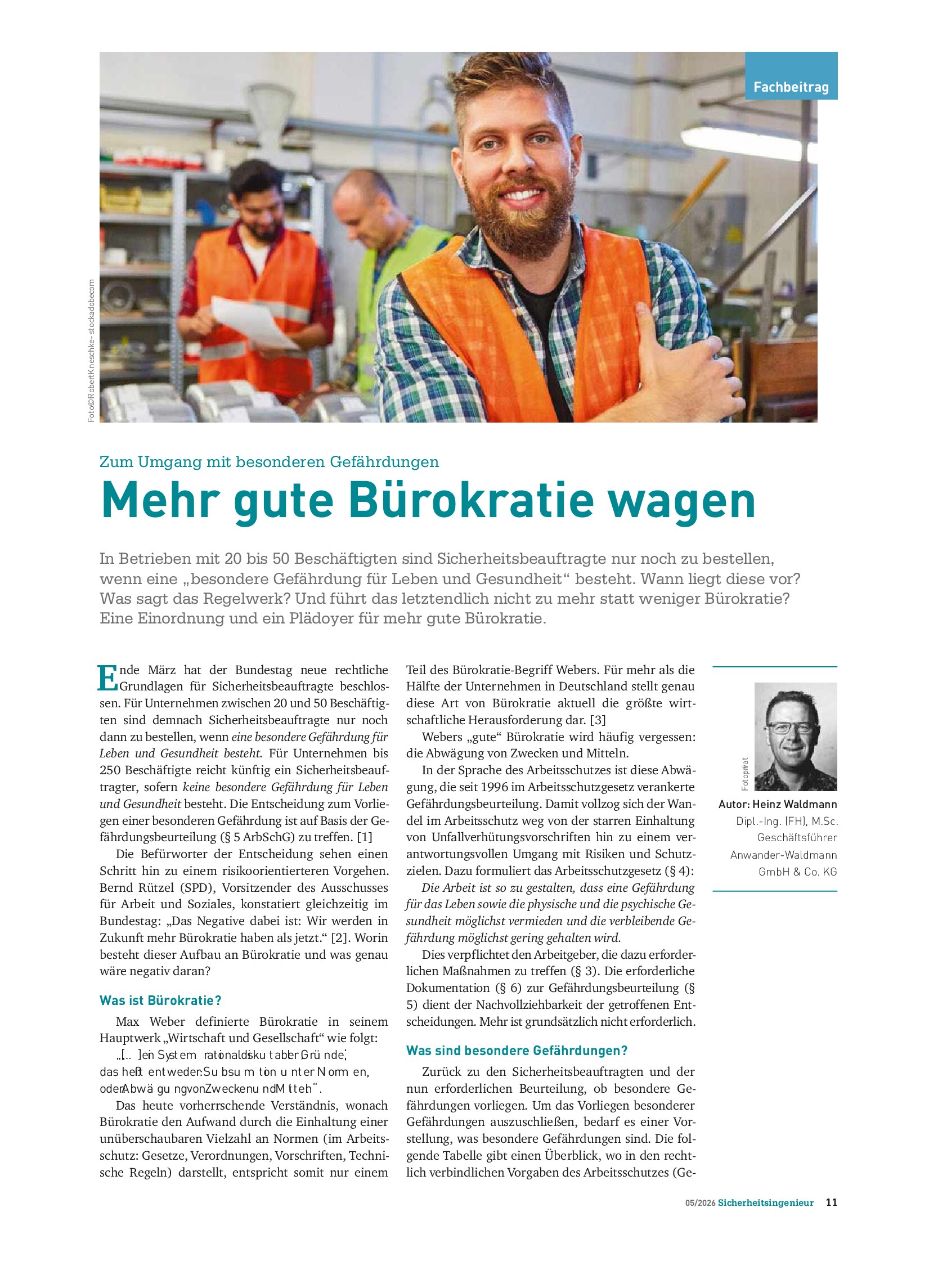 Vorschauseite 1: Mehr gute Bürokratie wagen