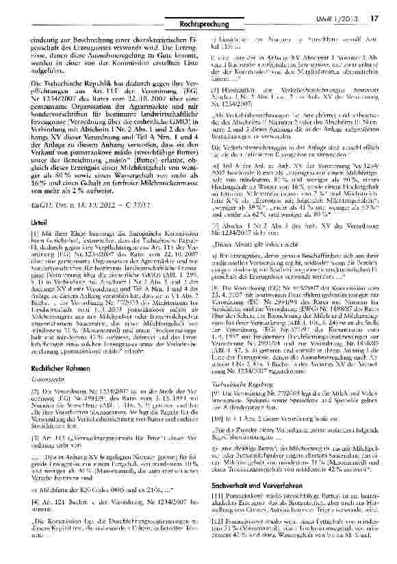 Vorschauseite 2: Butterähnlicher Brotaufstrich darf nicht als „streichfähige Butter vermarktet werdenVerordnung (EG) Nr. 1234/2007 Art. 115