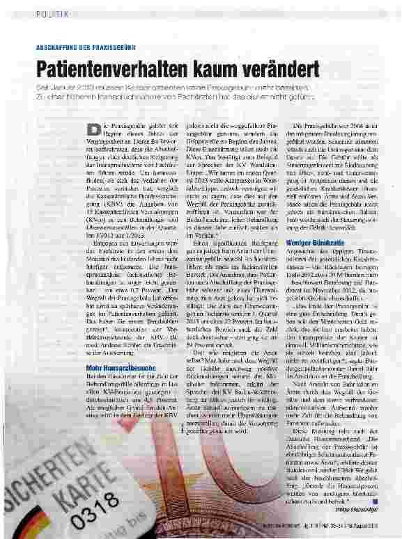 Vorschauseite 1: Patientenverhalten kaum verändert